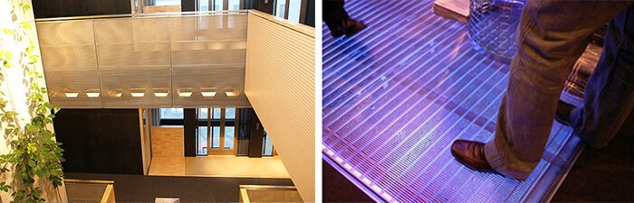 grilles en fils d’acier inoxydable de section triangulaires, design en fils métalliques de section triangulaires, grilles de panneaux